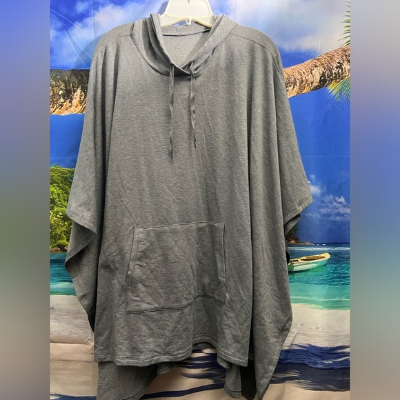 Cuddl Duds Sweaters - Cuddl Duds Hoodie Poncho Comfortwear Gray Pocket Hi-Low EXTRA OVERSIZED …